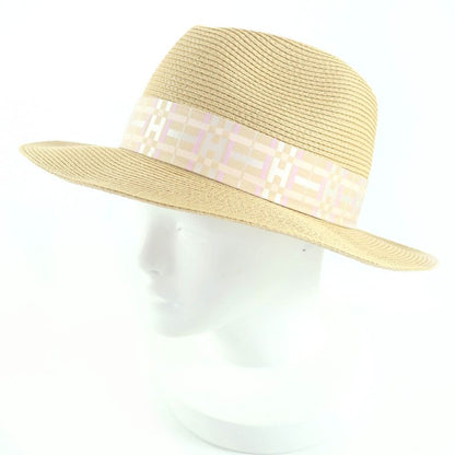 Hermes H251062n Izia H Quilted Natural/aurora Serie Hardware Straw Hat/pepper