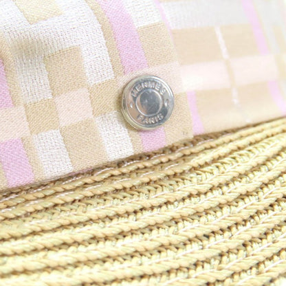 Hermes H251062n Izia H Quilted Natural/aurora Serie Hardware Straw Hat/pepper