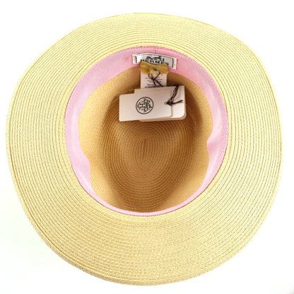 Hermes H251062n Izia H Quilted Natural/aurora Serie Hardware Straw Hat/pepper