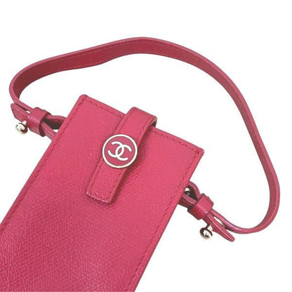 Chanel Coco Mark Caviar Skin Red Cell Phone Case Branded Accessories Pouch