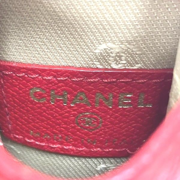 Chanel Coco Mark Caviar Skin Red Cell Phone Case Branded Accessories Pouch