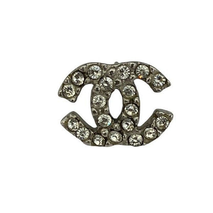 Chanel Silver 03a Coco Mark Rhinestone Brand Accessories Earrings Ladies