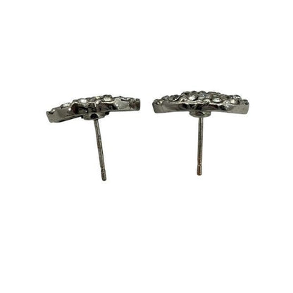 Chanel Silver 03a Coco Mark Rhinestone Brand Accessories Earrings Ladies