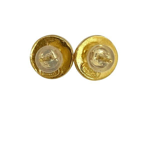 Chanel Gold X Clear 99p Coco Mark Round Brand Accessories Earrings Ladies