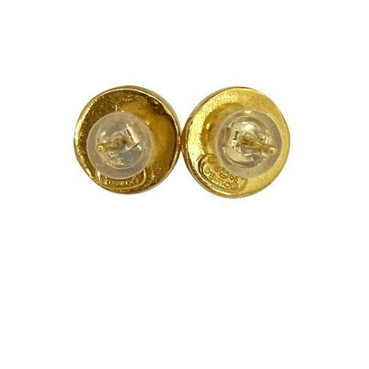 Chanel Gold X Clear 99p Coco Mark Round Brand Accessories Earrings Ladies