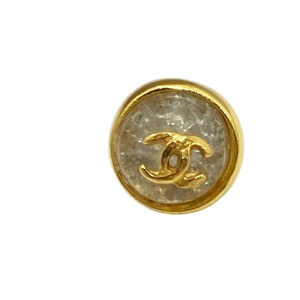 Chanel Gold X Clear 99p Coco Mark Round Brand Accessories Earrings Ladies