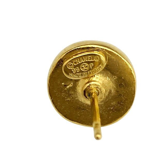 Chanel Gold X Clear 99p Coco Mark Round Brand Accessories Earrings Ladies