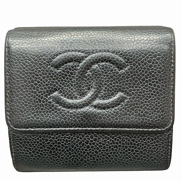 Chanel Coco Mark W Hook Trifold Wallet Women