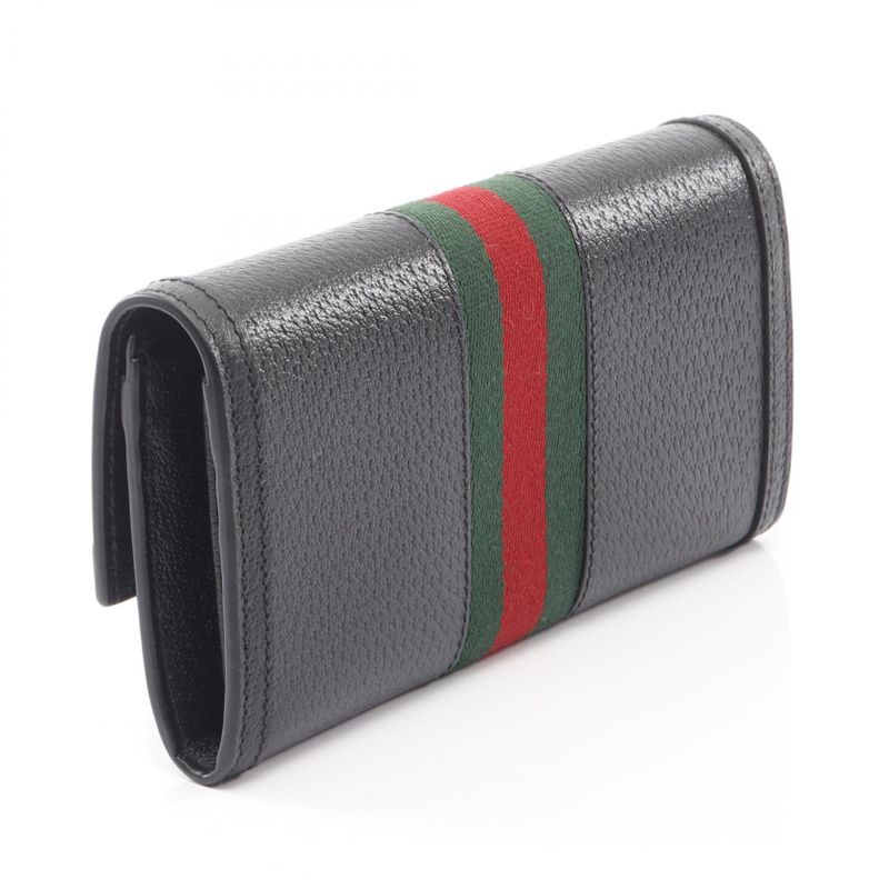 Gucci Bifold Long Wallet Ophidia Web Stripe 719886 Black Leather Ophidia Web