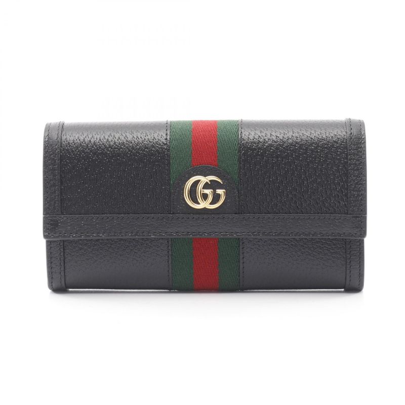 Gucci Bifold Long Wallet Ophidia Web Stripe 719886 Black Leather Ophidia Web