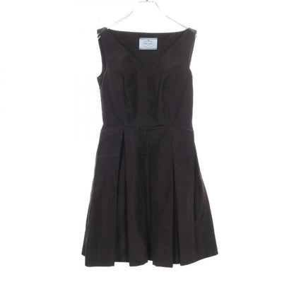 Prada Dress Box Pleated Black Silk Dress Women Used B