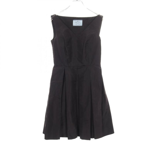Prada Dress Box Pleated Black Silk Dress Women Used B