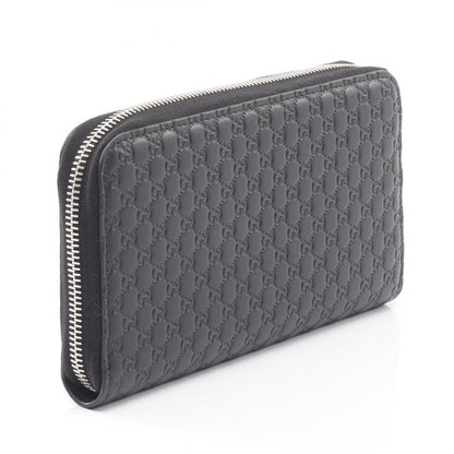 Gucci Round Long Wallet Micro Guccissima 544473 Black Leather Micro Guccissima