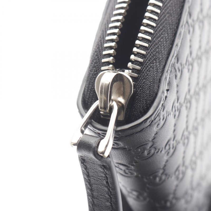 Gucci Round Long Wallet Micro Guccissima 544473 Black Leather Micro Guccissima