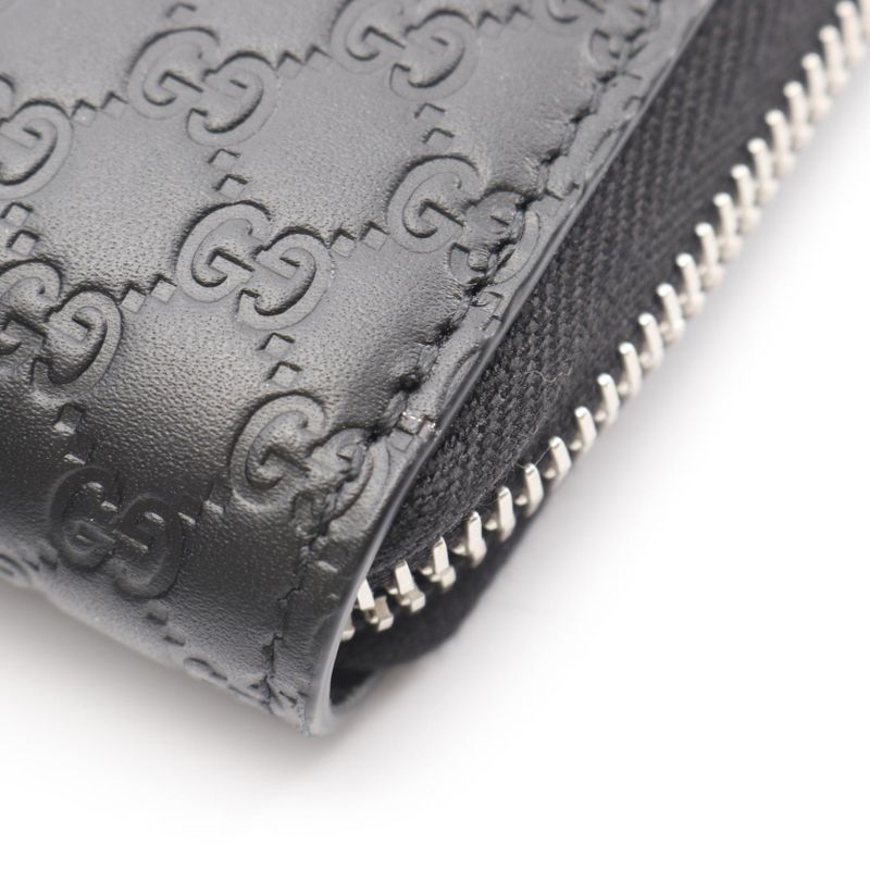 Gucci Round Long Wallet Micro Guccissima 544473 Black Leather Micro Guccissima