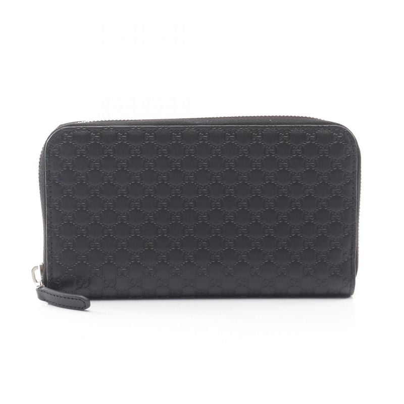 Gucci Round Long Wallet Micro Guccissima 544473 Black Leather Micro Guccissima