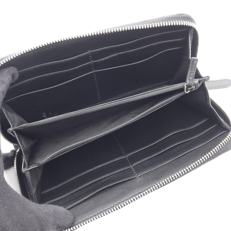 Gucci Round Long Wallet Micro Guccissima 544473 Black Leather Micro Guccissima