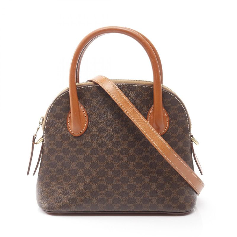 Celine Handbag Macadam Dark Brown/brown PVC Coated Canvas Leather Macadam 2way