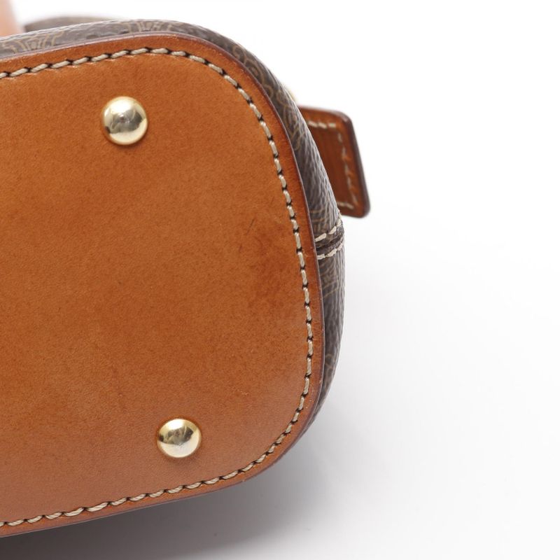 Celine Handbag Macadam Dark Brown/brown PVC Coated Canvas Leather Macadam 2way