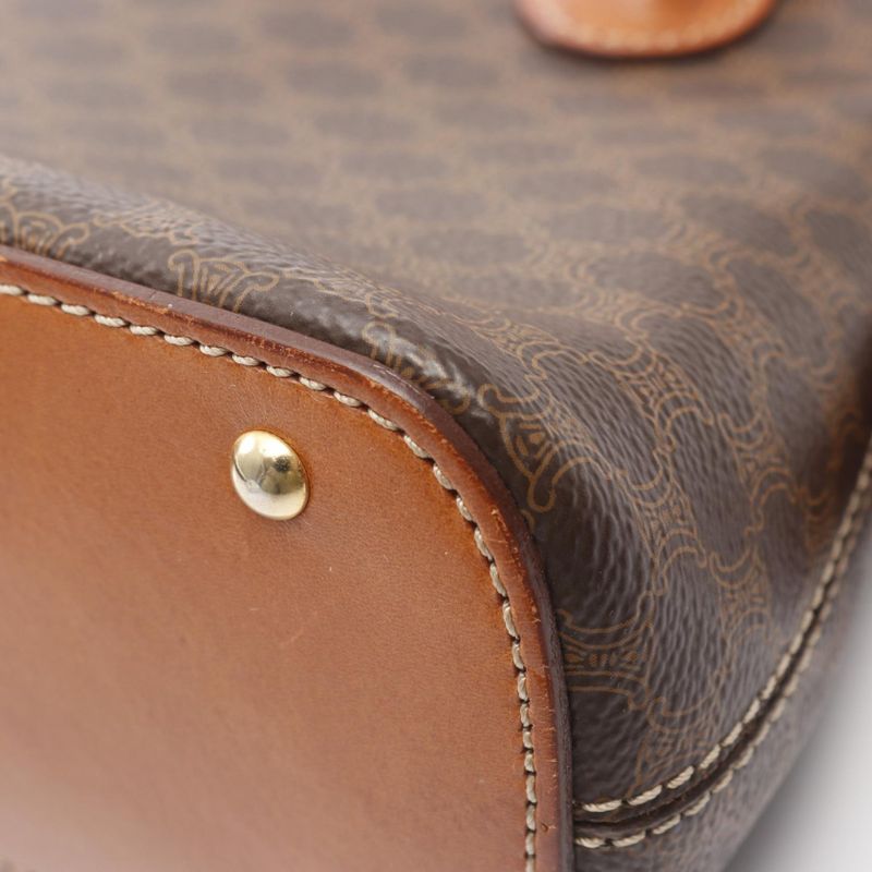 Celine Handbag Macadam Dark Brown/brown PVC Coated Canvas Leather Macadam 2way