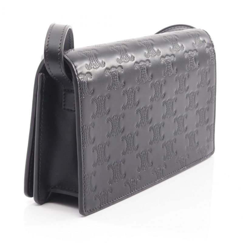 Celine Shoulder Bag Triomphe Horizontal Sleeve 10k773fqd Black Leather Triomphe