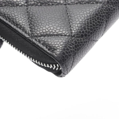Chanel Round Long Wallet Classic Long Zip Wallet Matelasse Ap0242 Black Calf