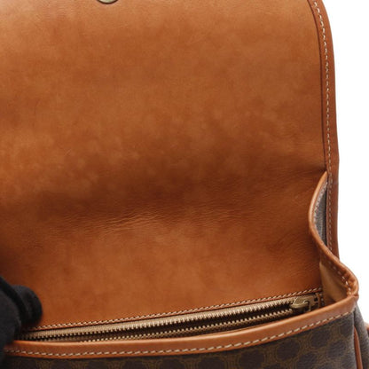 Celine Shoulder Bag Macadam Dark Brown/brown PVC Coated Canvas Leather Macadam