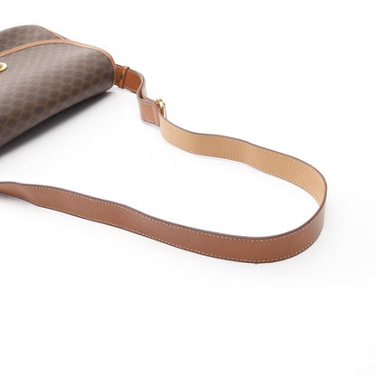 Celine Shoulder Bag Macadam Dark Brown/brown PVC Coated Canvas Leather Macadam