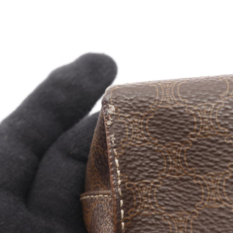 Celine Handbag Macadam Dark Brown/natural PVC Coated Canvas Leather Macadam