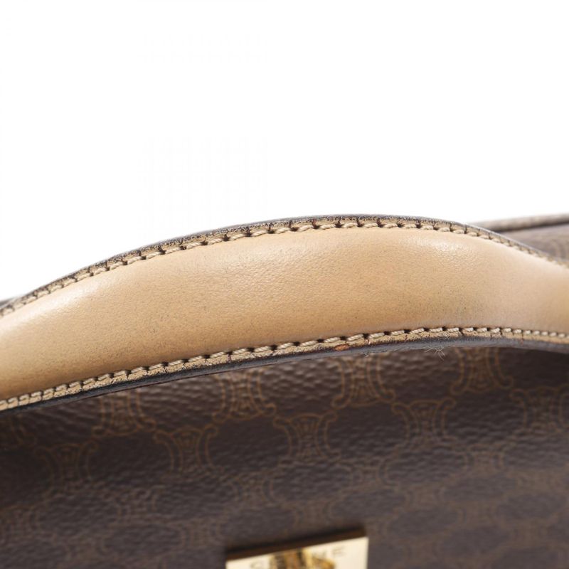 Celine Handbag Macadam Dark Brown/natural PVC Coated Canvas Leather Macadam