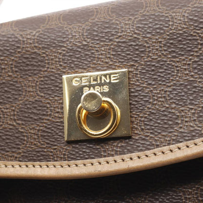 Celine Handbag Macadam Dark Brown/natural PVC Coated Canvas Leather Macadam