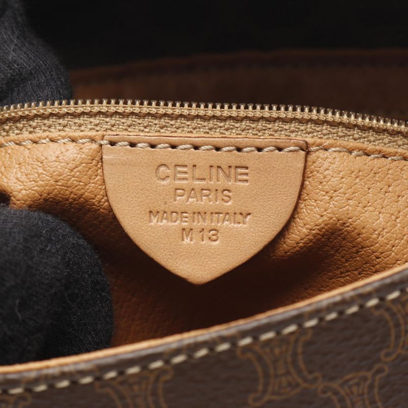 Celine Handbag Macadam Dark Brown/natural PVC Coated Canvas Leather Macadam