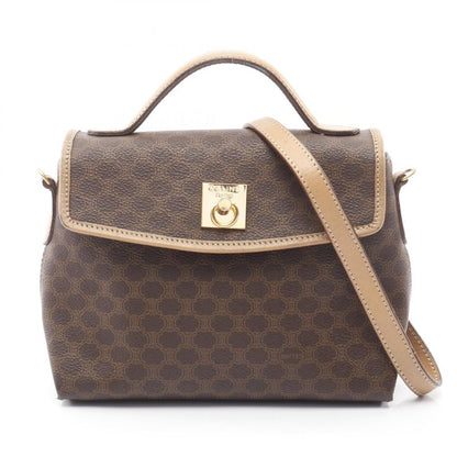 Celine Handbag Macadam Dark Brown/natural PVC Coated Canvas Leather Macadam