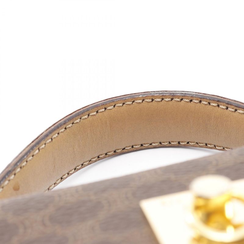 Celine Handbag Macadam Dark Brown/natural PVC Coated Canvas Leather Macadam