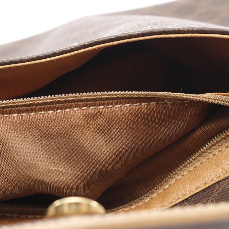 Celine Handbag Macadam Dark Brown/natural PVC Coated Canvas Leather Macadam