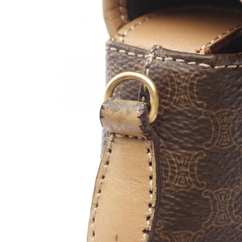 Celine Handbag Macadam Dark Brown/natural PVC Coated Canvas Leather Macadam