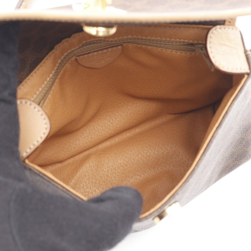 Celine Handbag Macadam Dark Brown/natural PVC Coated Canvas Leather Macadam