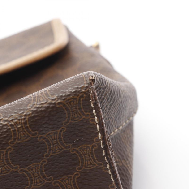 Celine Handbag Macadam Dark Brown/natural PVC Coated Canvas Leather Macadam