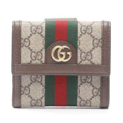 Gucci W Hook Wallet Ophidia GG French Flap Wallet Sherry Line 523173 Beige/brown
