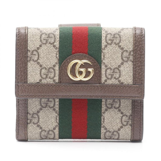 Gucci W Hook Wallet Ophidia GG French Flap Wallet Sherry Line 523173 Beige/brown