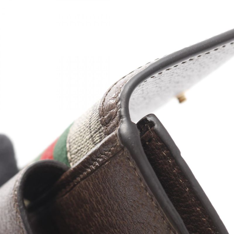 Gucci W Hook Wallet Ophidia GG French Flap Wallet Sherry Line 523173 Beige/brown