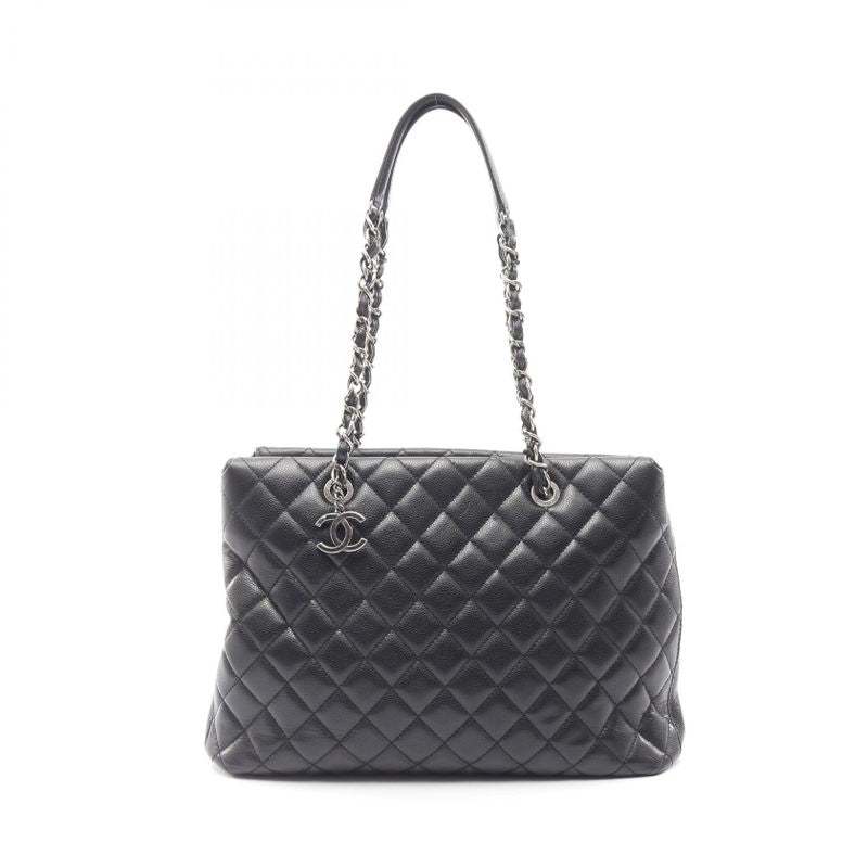 Chanel Tote Bag Matelasse A93925 Black Calf Leather Matelasse Chain Tote Women