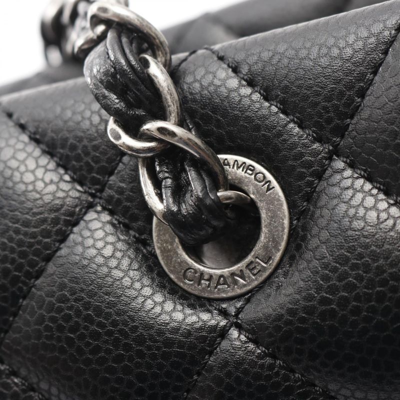 Chanel Tote Bag Matelasse A93925 Black Calf Leather Matelasse Chain Tote Women
