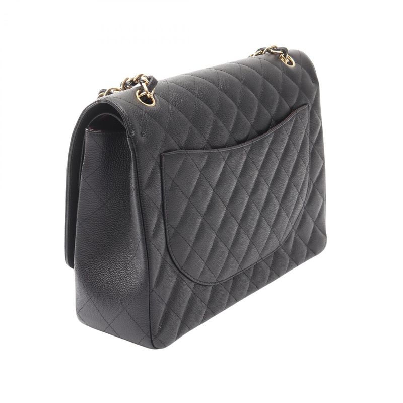 Chanel Shoulder Bag Matelasse 34 Classic Maxi W Flap A58601 Black Calf Leather