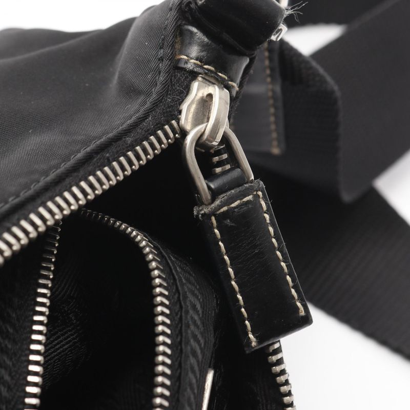 Prada Shoulder Bag Tessuto Light Bt0332 Black Nylon Leather Triangle Logo