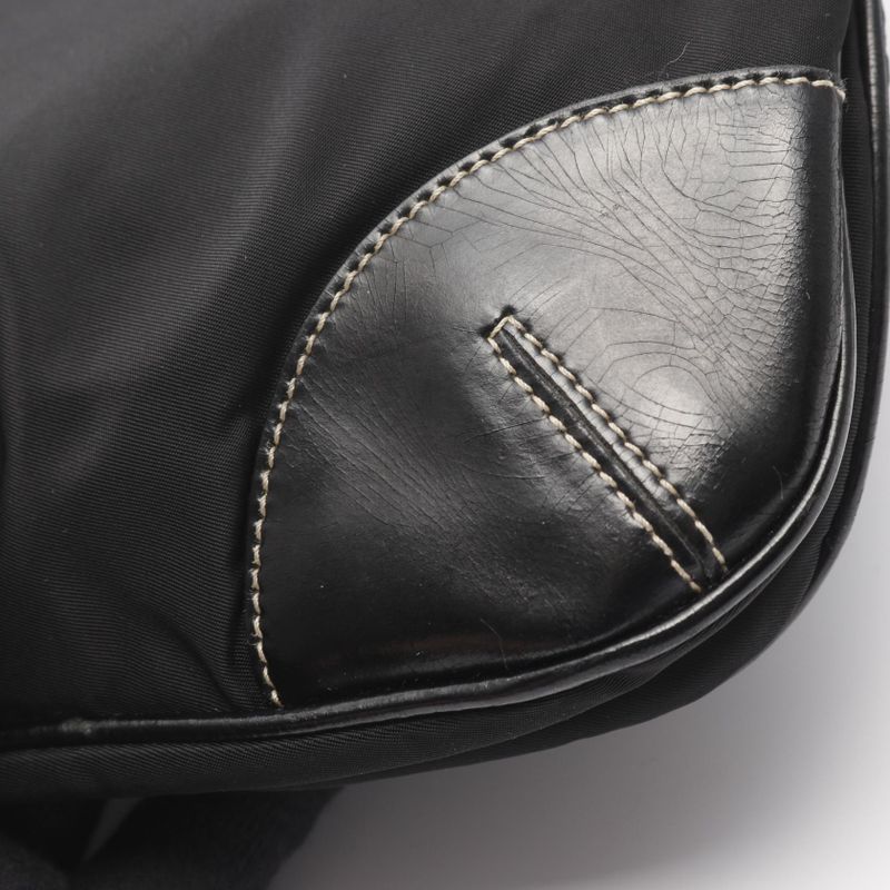 Prada Shoulder Bag Tessuto Light Bt0332 Black Nylon Leather Triangle Logo