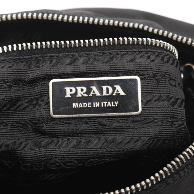 Prada Shoulder Bag Tessuto Light Bt0332 Black Nylon Leather Triangle Logo