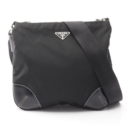 Prada Shoulder Bag Tessuto Light Bt0332 Black Nylon Leather Triangle Logo