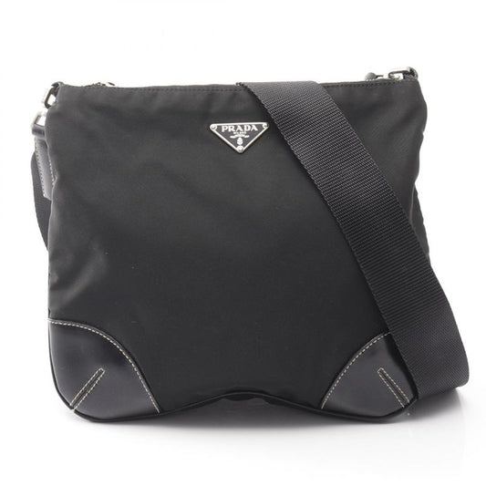 Prada Shoulder Bag Tessuto Light Bt0332 Black Nylon Leather Triangle Logo