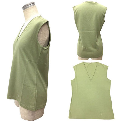 Hermes Sleeveless Cut And Sewn 34 Size V Neck Cotton Khaki Margiela Period